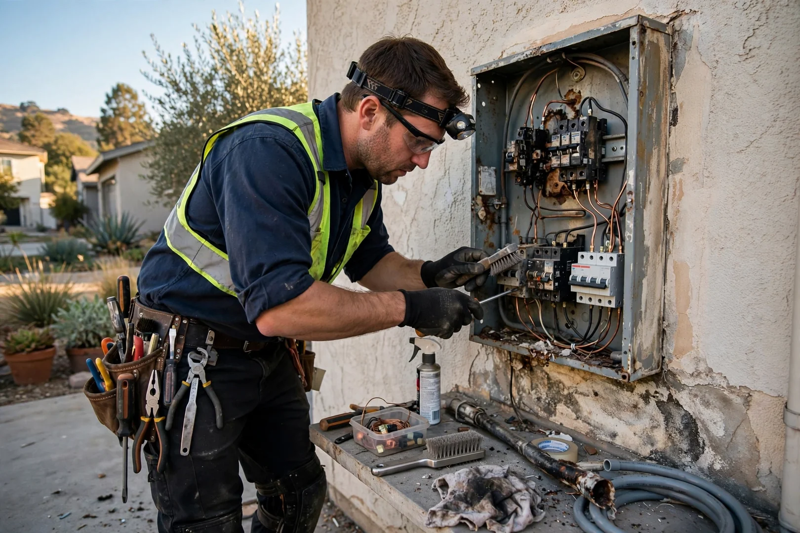 Dublin electrician reviewing completed panel work with a homeowner